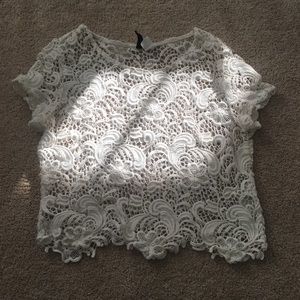 White lace cropped top